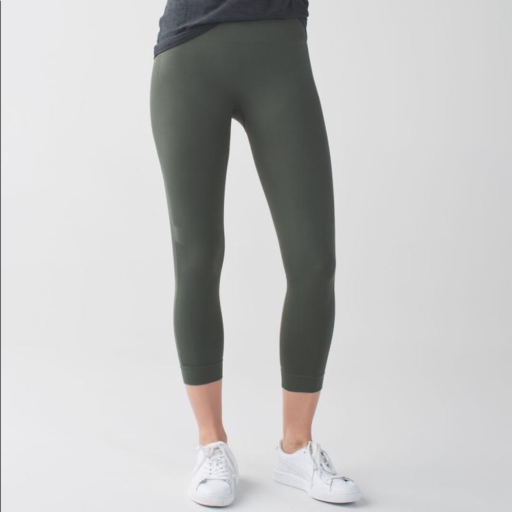 Lulu Lemon Olive Green Cropped Leggings